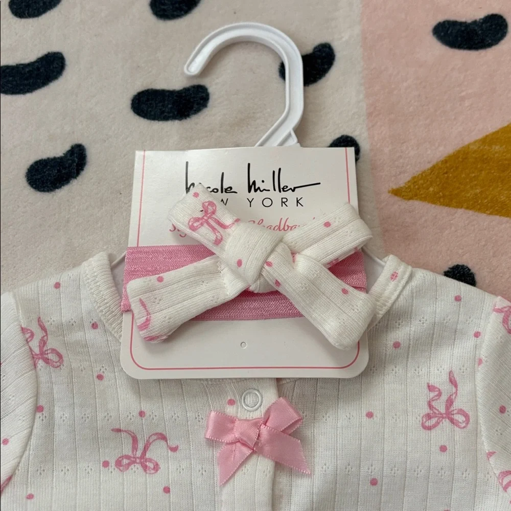 Nicole Miller Pink Bow Baby One Piece - Size 0 to 3 months